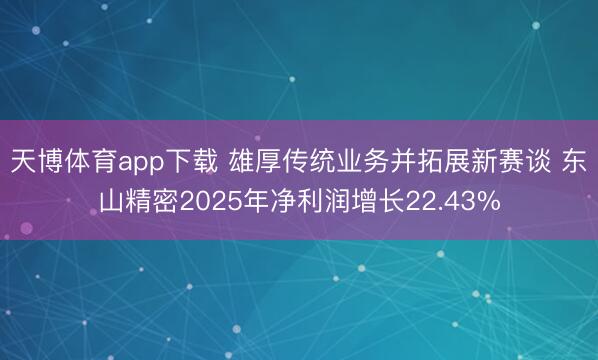 天博体育app下载 雄厚传统业务并拓展新赛谈 东山精密2025年净利润增长22.43%