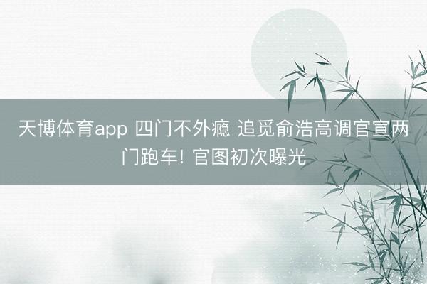 天博体育app 四门不外瘾 追觅俞浩高调官宣两门跑车! 官图初次曝光