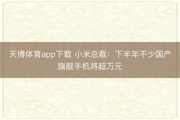 天博体育app下载 小米总裁：下半年不少国产旗舰手机将超万元