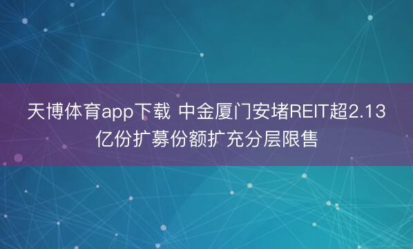 天博体育app下载 中金厦门安堵REIT超2.13亿份扩募份额扩充分层限售