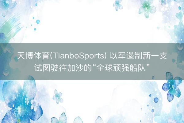 天博体育(TianboSports) 以军遏制新一支试图驶往加沙的“全球顽强船队”