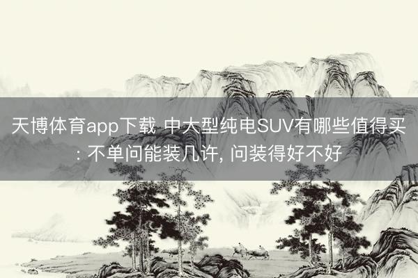 天博体育app下载 中大型纯电SUV有哪些值得买: 不单问能装几许， 问装得好不好