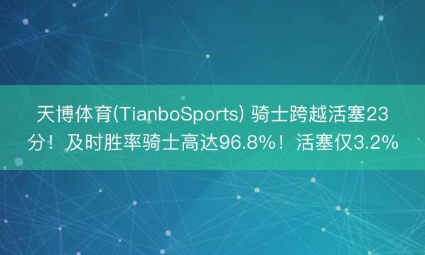 天博体育(TianboSports) 骑士跨越活塞23分！及时胜率骑士高达96.8%！活塞仅3.2%