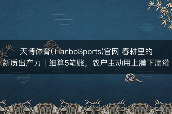 天博体育(TianboSports)官网 春耕里的新质出产力｜细算5笔账，农户主动用上膜下滴灌