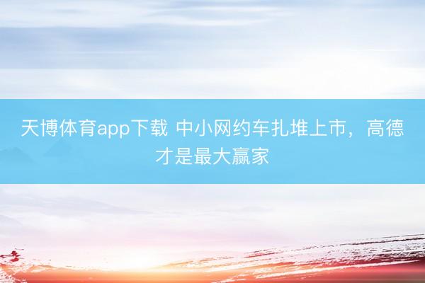 天博体育app下载 中小网约车扎堆上市，高德才是最大赢家